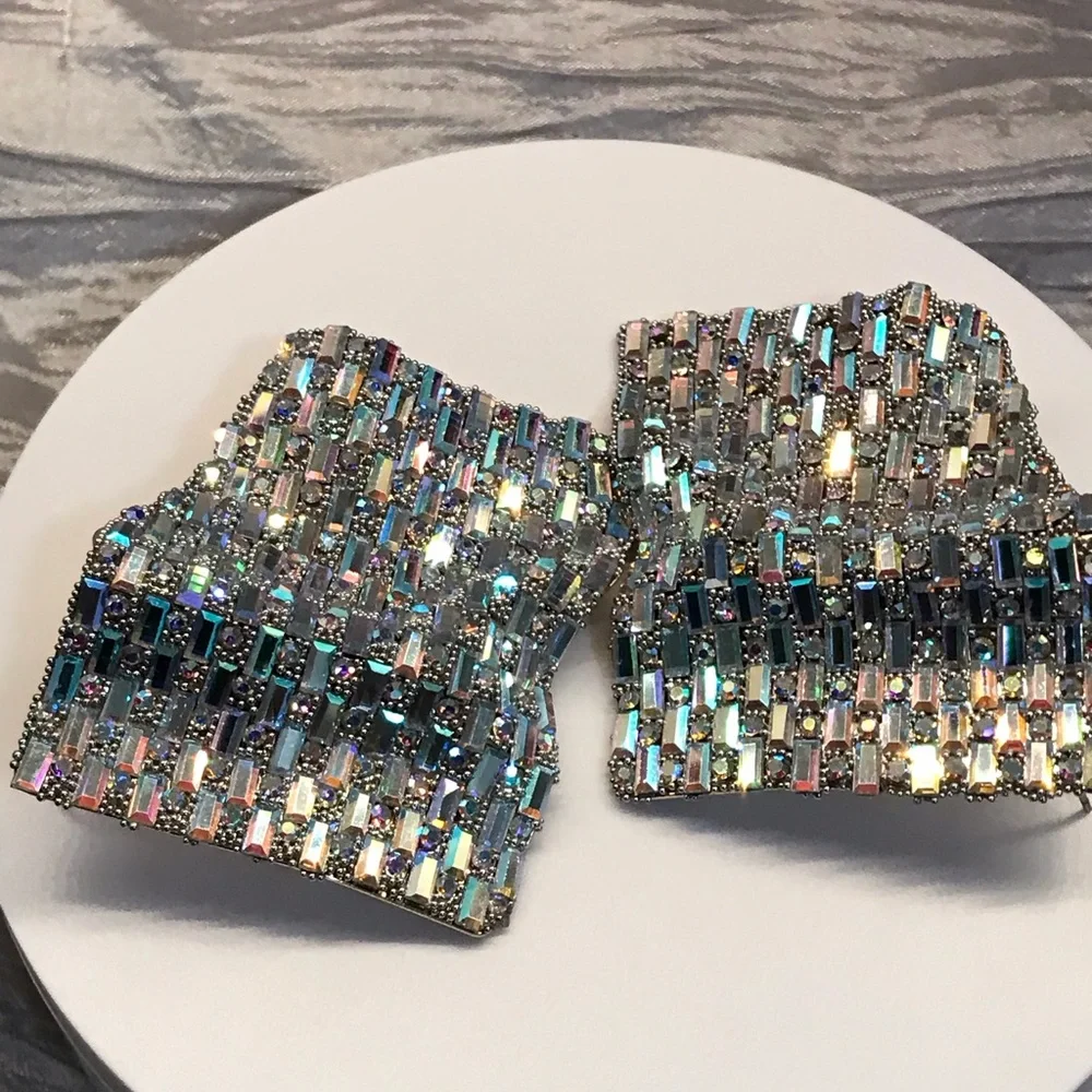 Sparkling Rhinestone Cuff Earrings - Picture 1 of 8